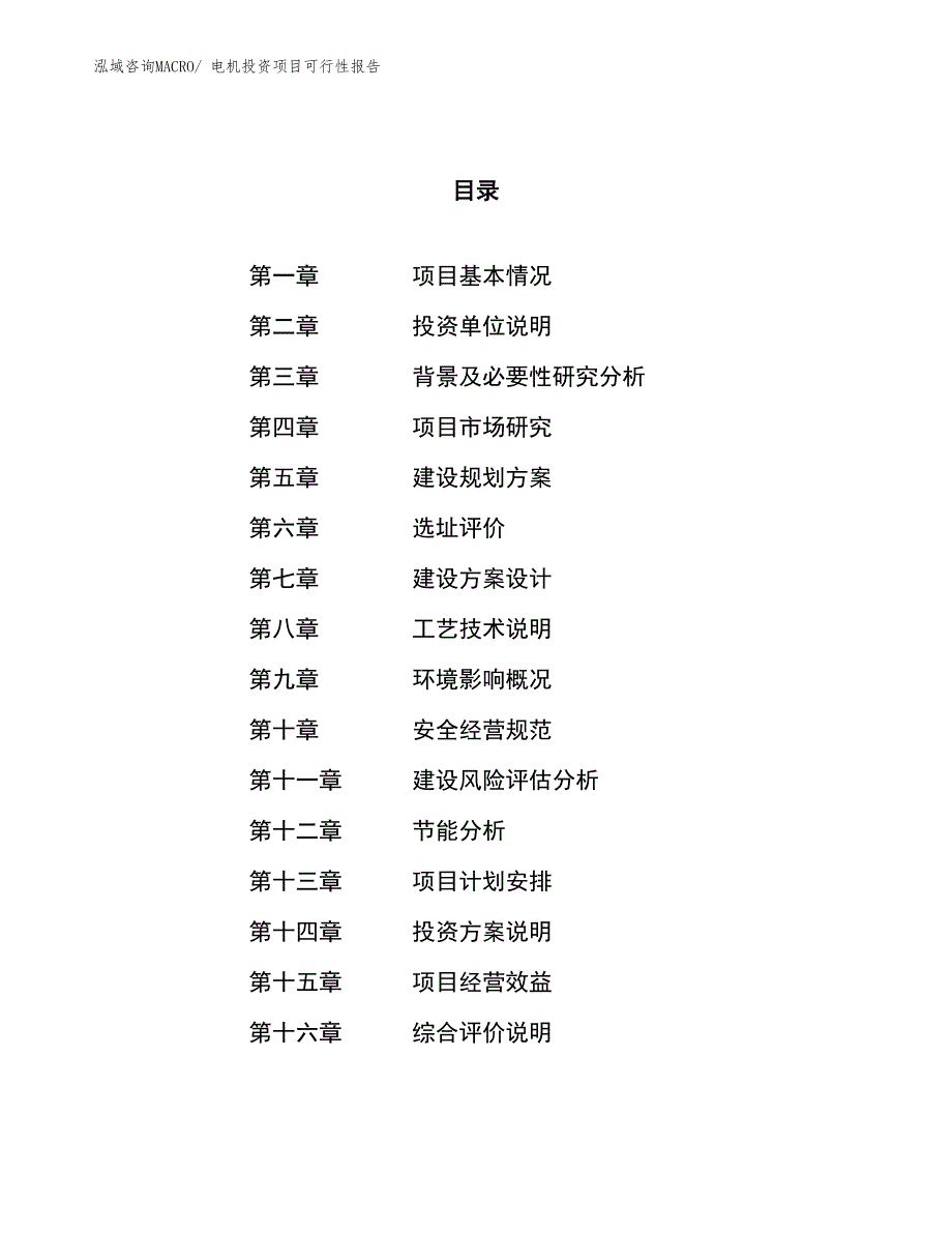 （项目申请）电机投资项目可行性报告_第1页