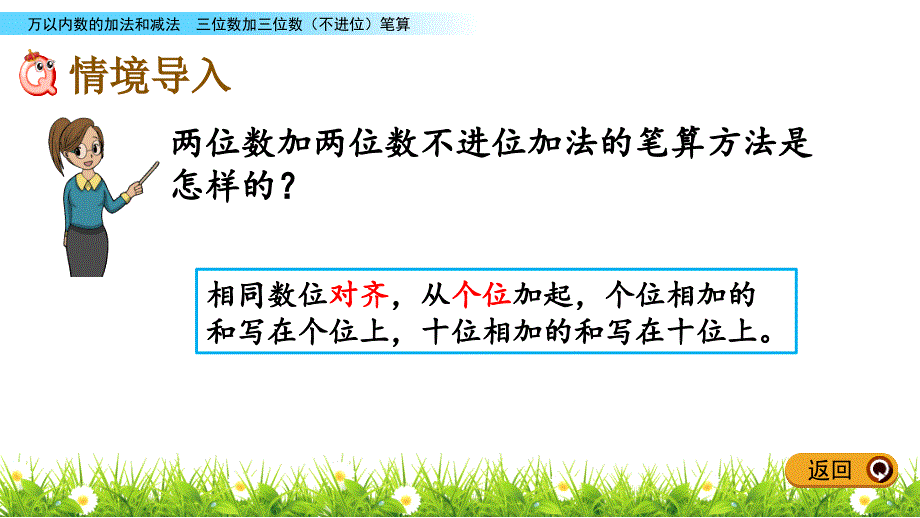 二年级下册数学课件-5.5 三位数加三位数（不进位）笔算 北京版（2014秋）(共21张_第2页