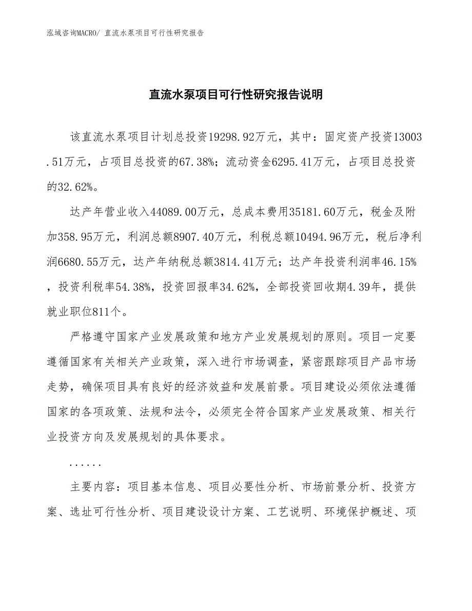 （批地）直流水泵项目可行性研究报告_第2页