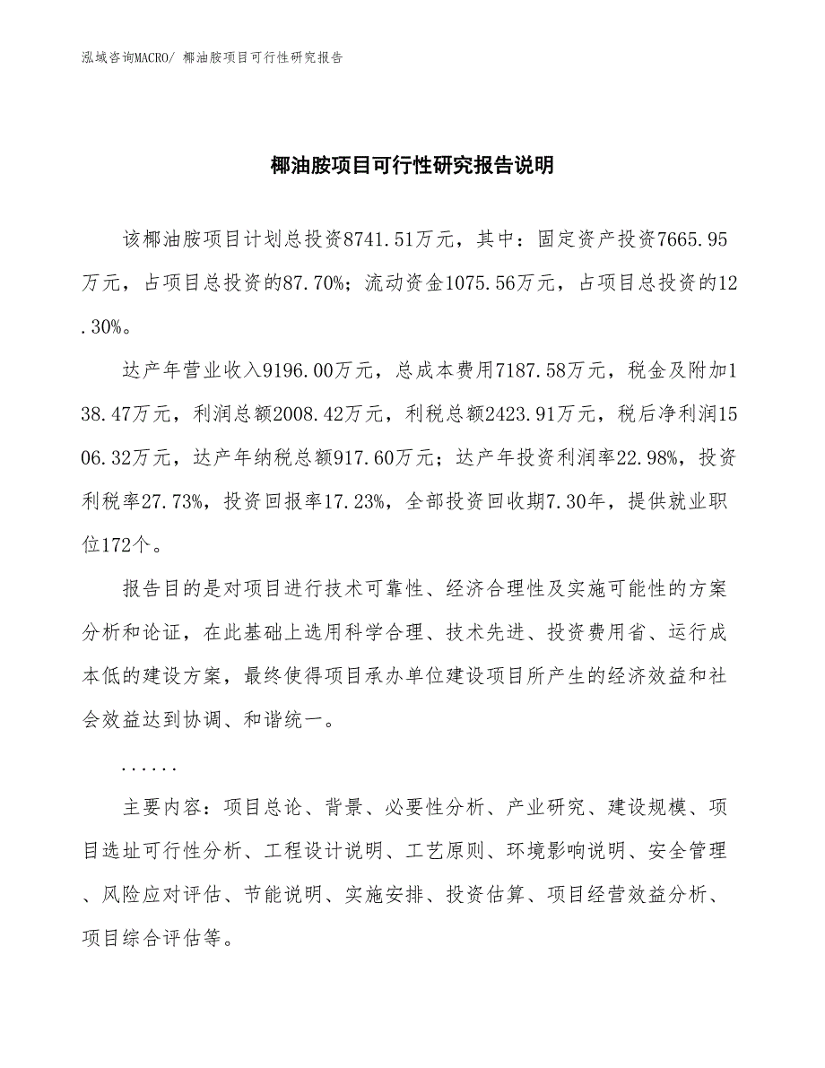 （批地）椰油胺项目可行性研究报告_第2页