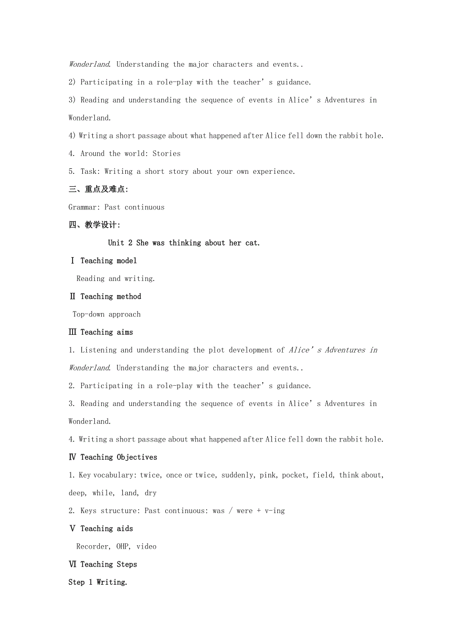 module 7 unit 2 she was thinking about her cat教案2 （新版）外研版八年级上_第2页