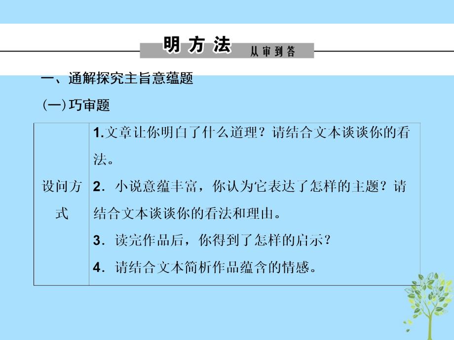 2019年高考语文大二轮复习 第二章 小说阅读 提分点四 以体会意图为突破口，把握主旨、标题类探究题课件_第2页