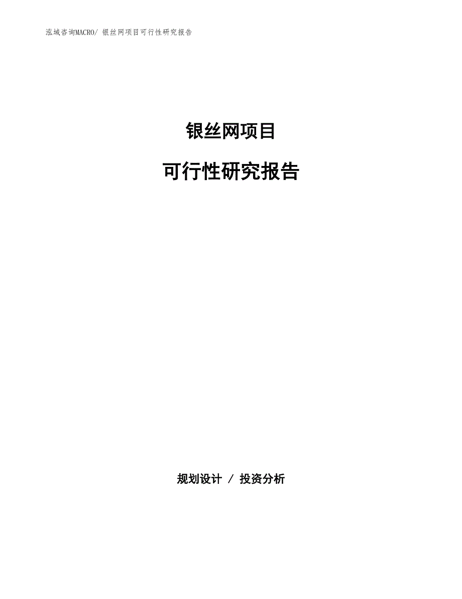 （批地）银丝网项目可行性研究报告_第1页