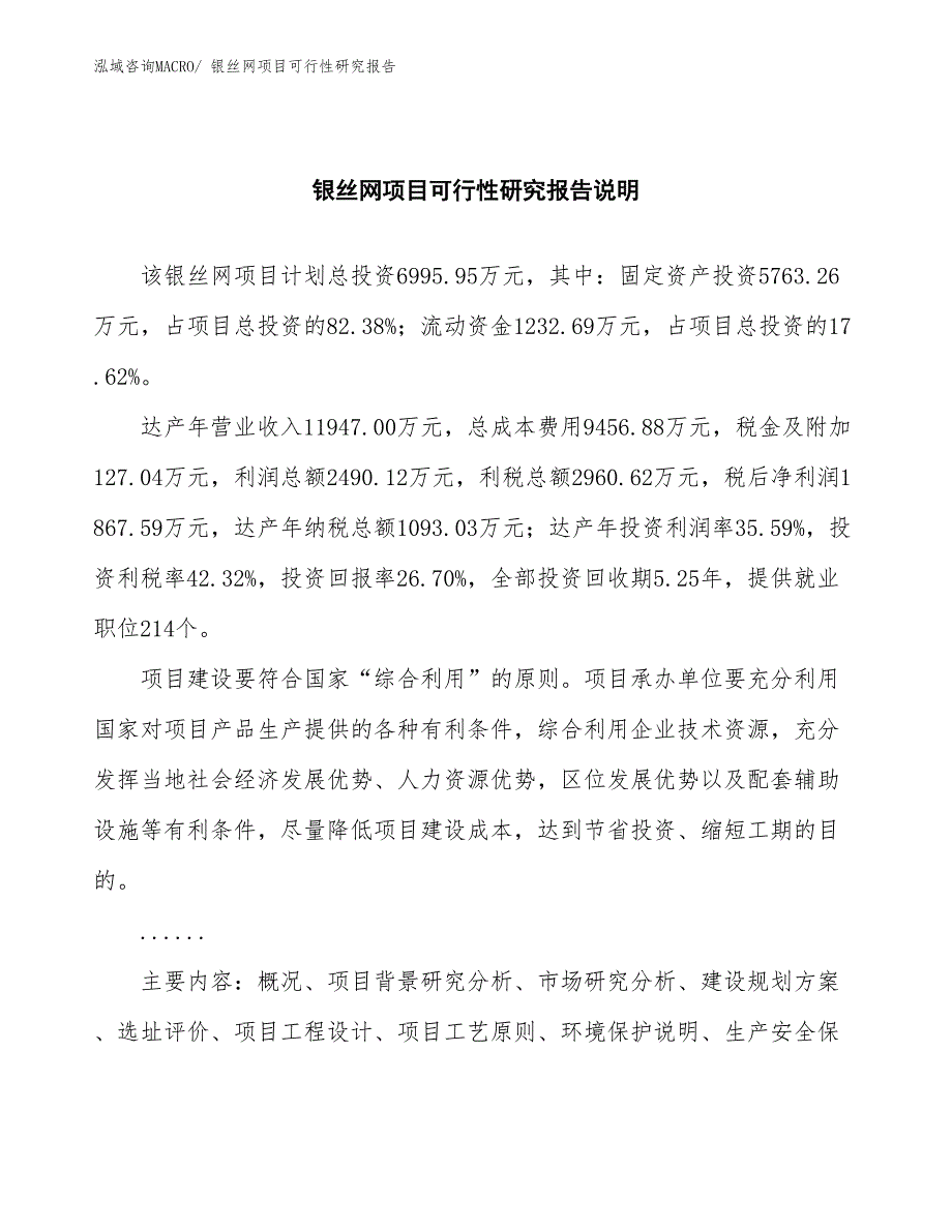 （批地）银丝网项目可行性研究报告_第2页