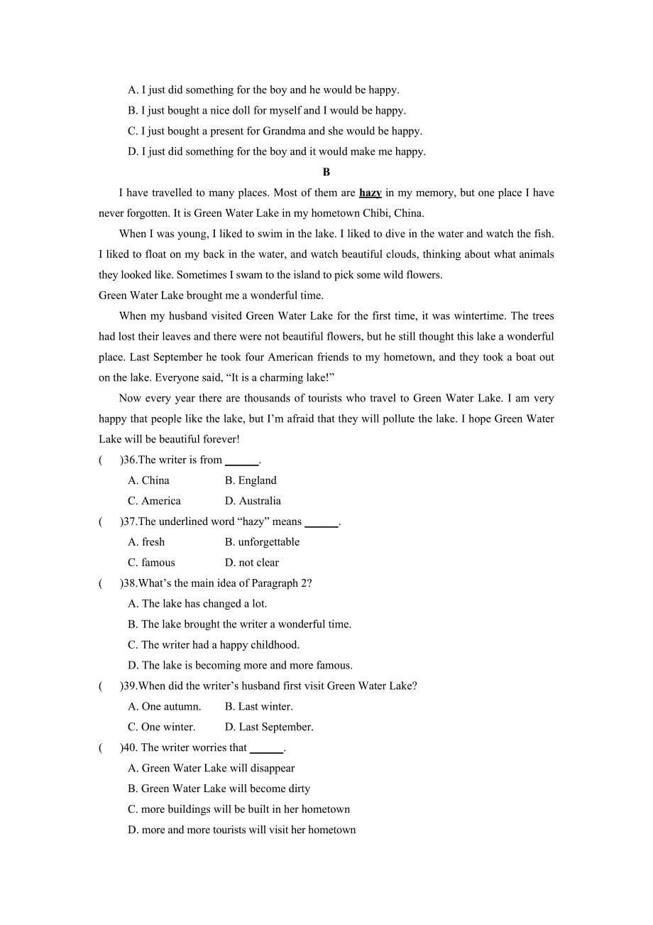 module 4 great inventions 试题（外研版九年级上册）_第5页