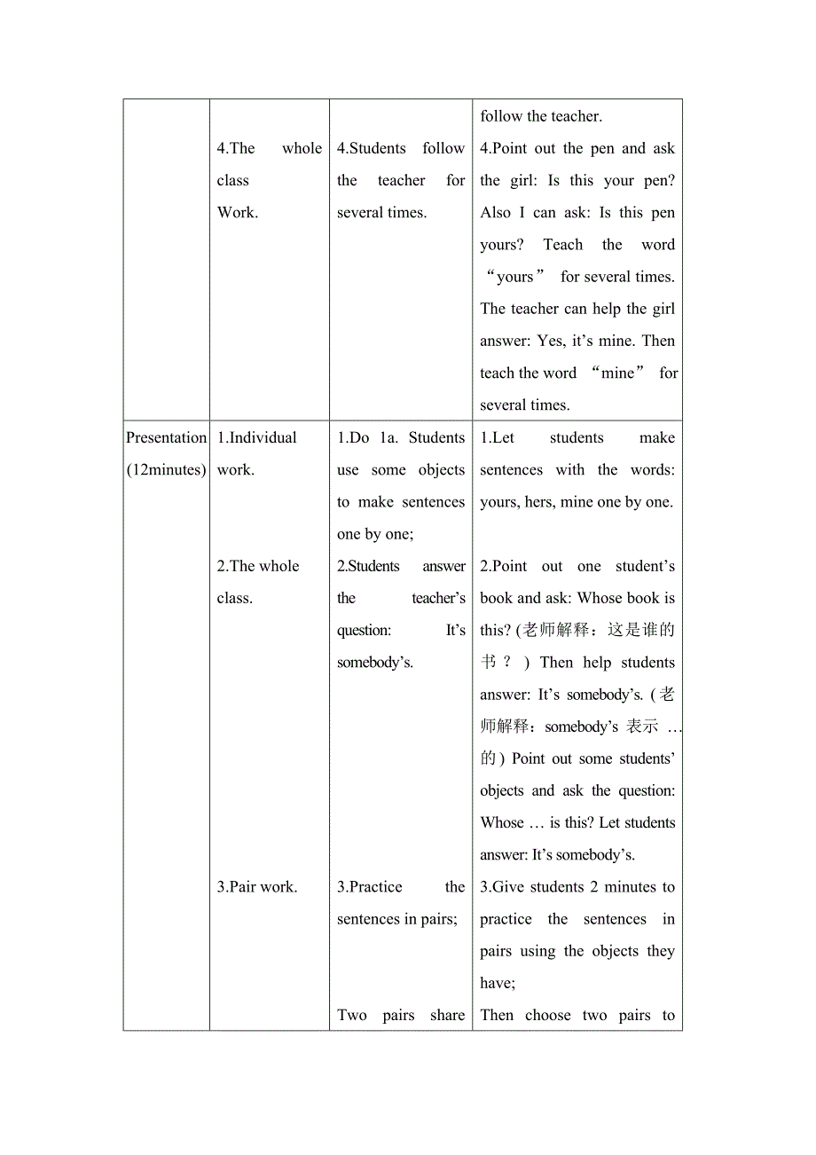 unit 2  looking differenttopic 3  whose cap is it 教学案例设计  仁爱版七年级上册_第3页