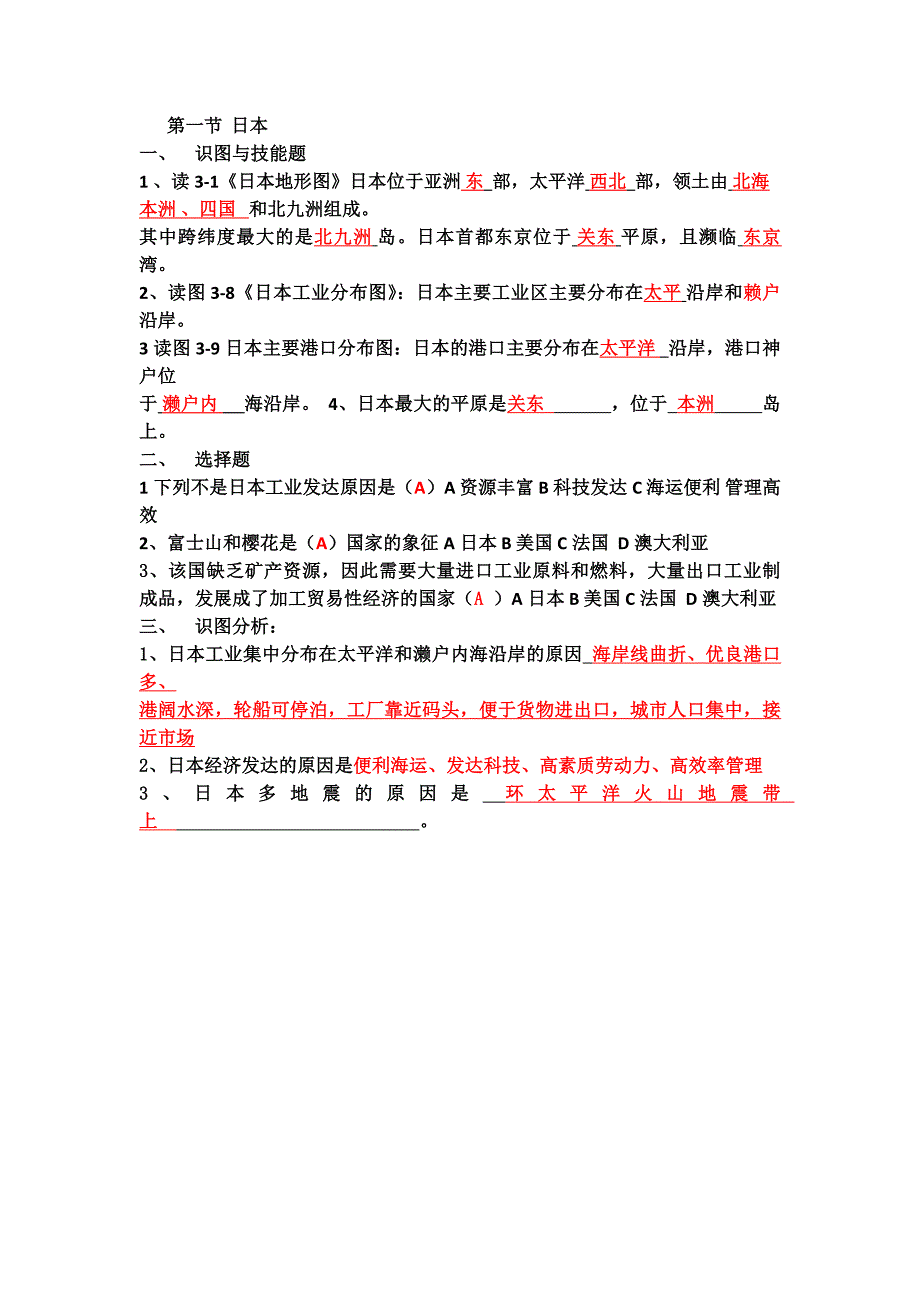 8.1日本同步测试01（湘教版七下）_第1页