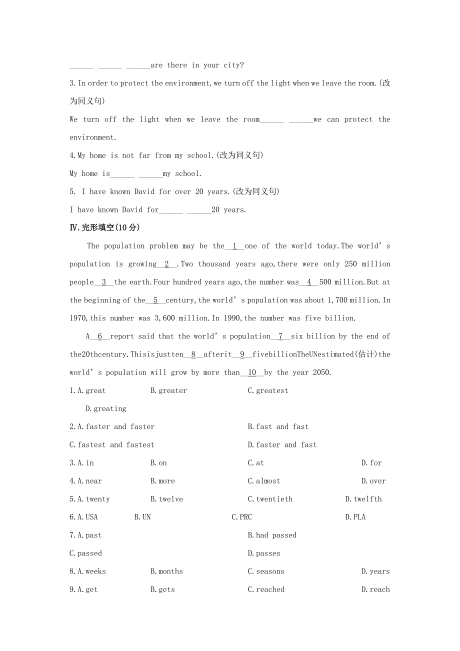 module 9 population unit 3课堂训练精选 外研版八年级上_第2页