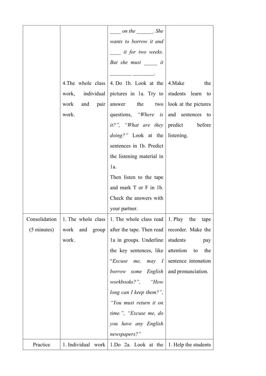 广东省新宁中学：unit 5 topic 2 how often do you have an english classl（section b）教案（仁爱版七年级下册）_第5页