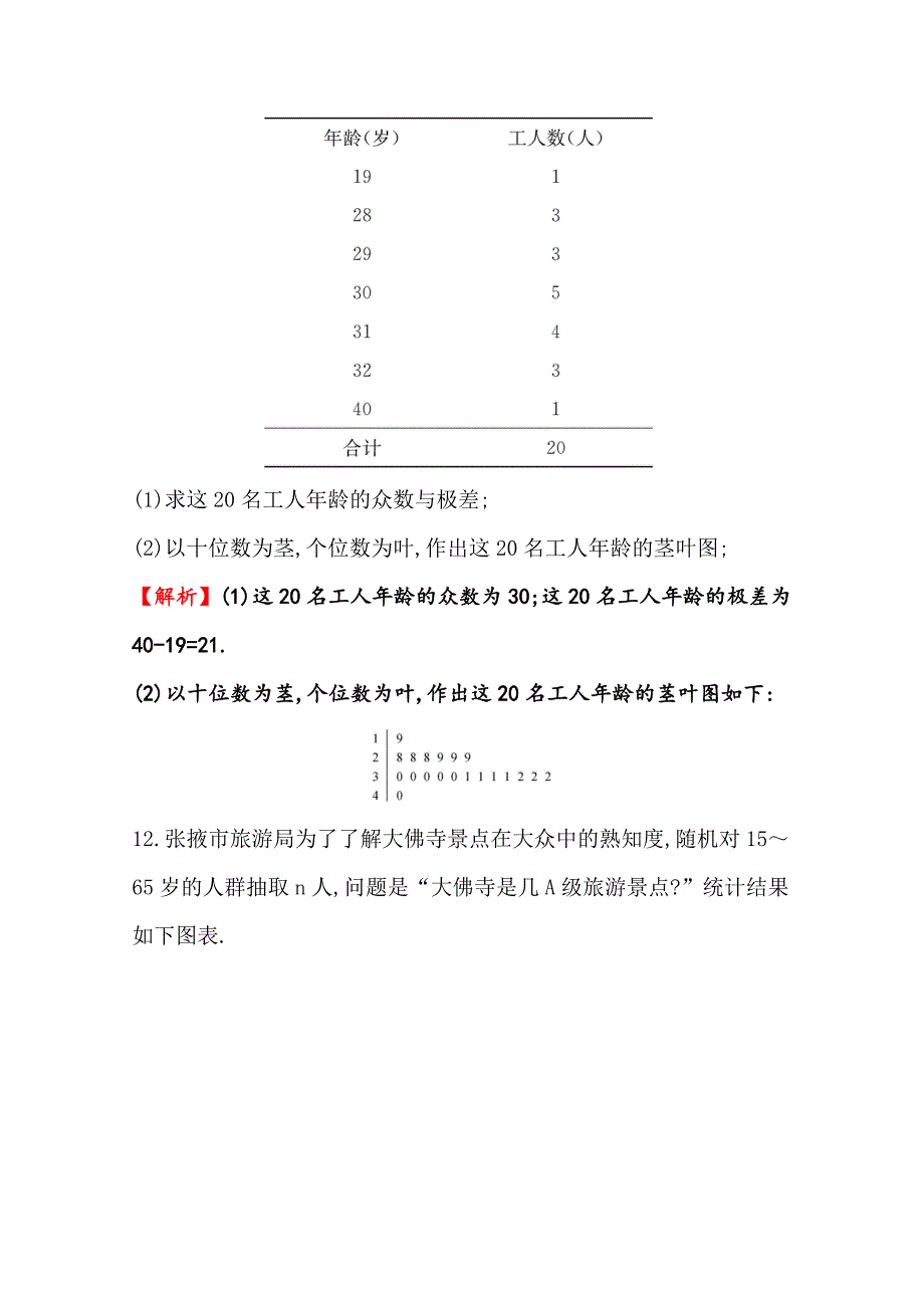 2019人教a版高中数学必修三练习：第二章 统计 分层训练 进阶冲关 2.2.1 用样本的频率分布估计总体分布 word版含答案_第4页