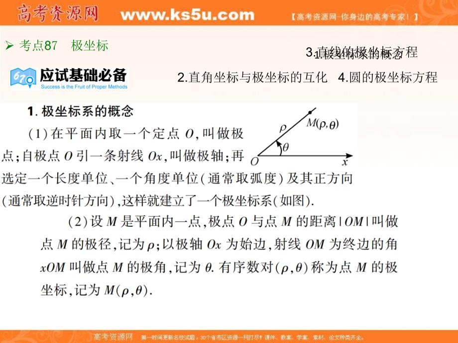 2018年高考数学（理）《600分考点 700分考法》一轮复习课件：专题16 坐标系与参数方程 （共29张ppt） _第4页