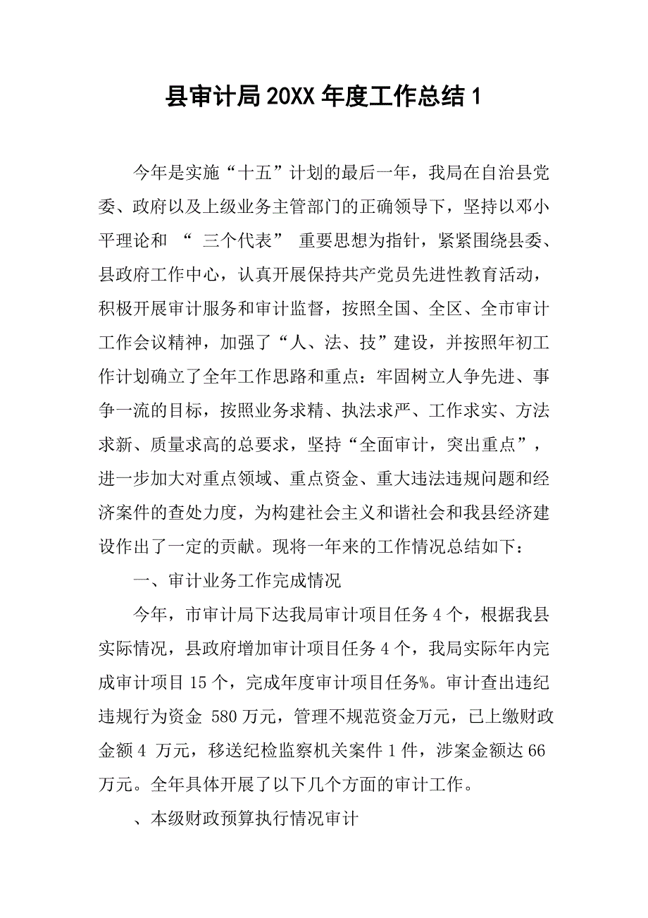 县审计局20xx年度工作总结1_第1页