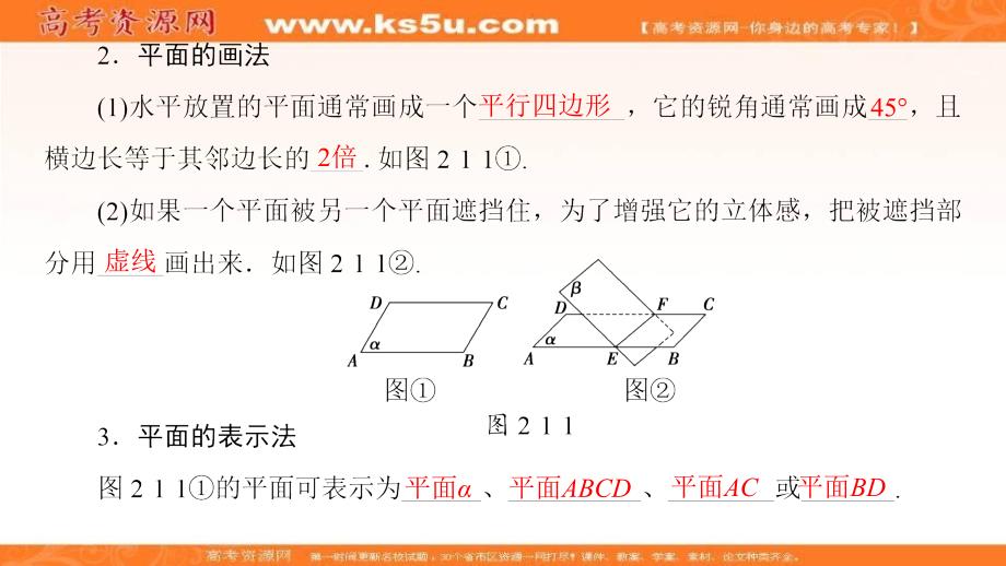 2017-2018学年高中人教a版数学必修二课件：第2章 2.1.1 平面 _第4页