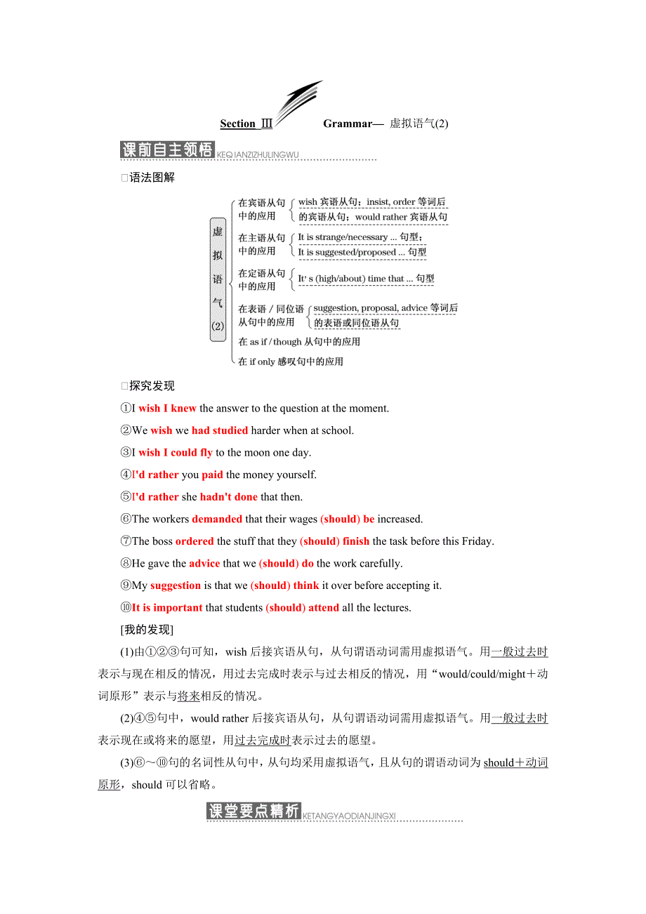 2019年英语新同步外研选修六讲义：module 6 section ⅲ grammar — 虚拟语气（2） word版含答案_第1页
