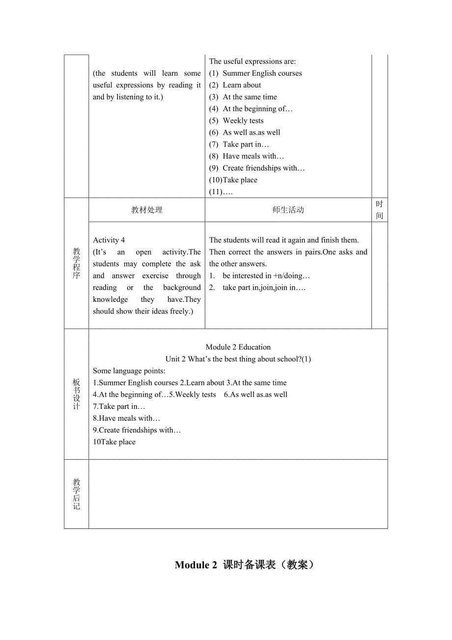 外研版九年级下英语module 2 教案1_第5页