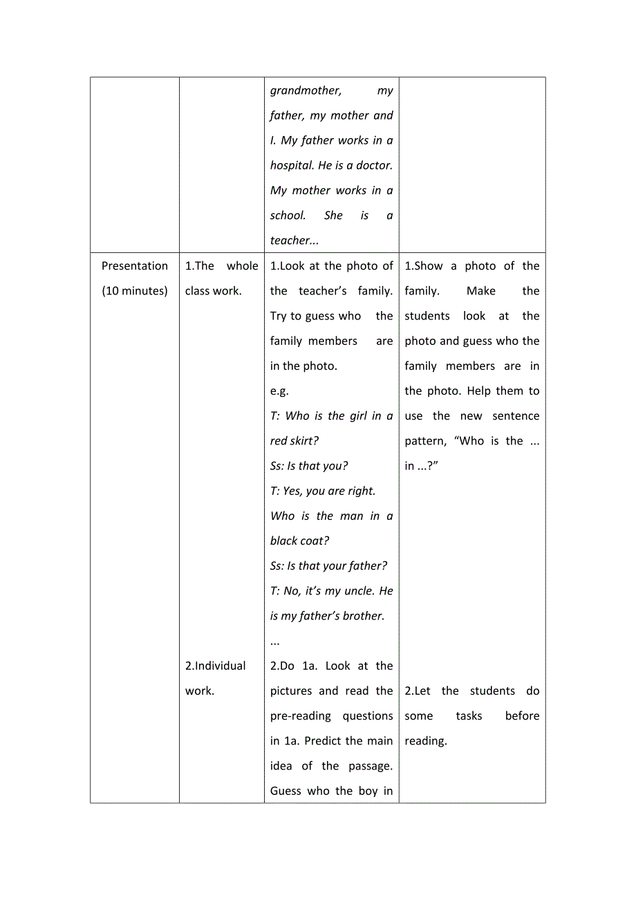 unit 3  topic 2  what does your mother do（sectionc） 教案 （仁爱版七年级上）_第3页