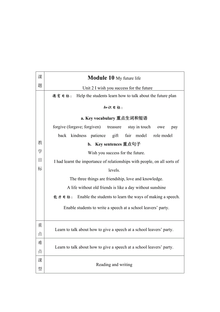 外研版九年级下英语module 10 教案1_第4页