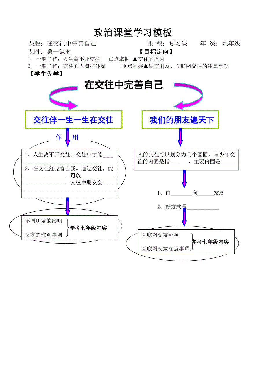 八年级上册思想品德第三课 学案（鲁教版） 鲁教版八年级上册 (3)_第1页