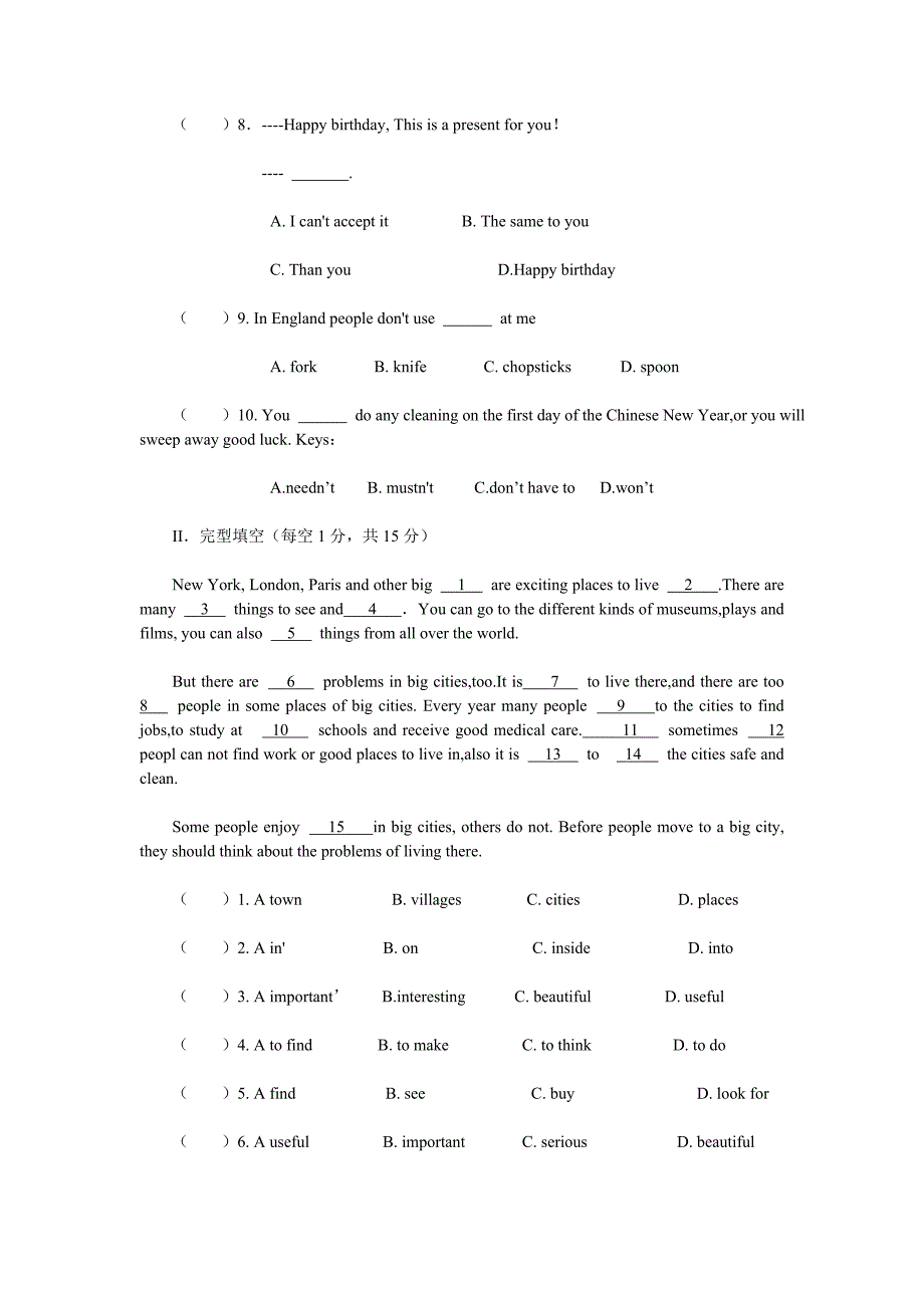 unit 3 language in use 每课一练2 （外研版八年级上册）_第2页