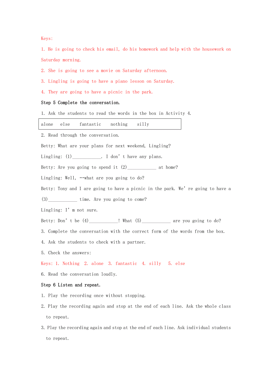 module 3 unit 1 what are you going to do at the weekend教案2（外研版七年级下册）_第4页