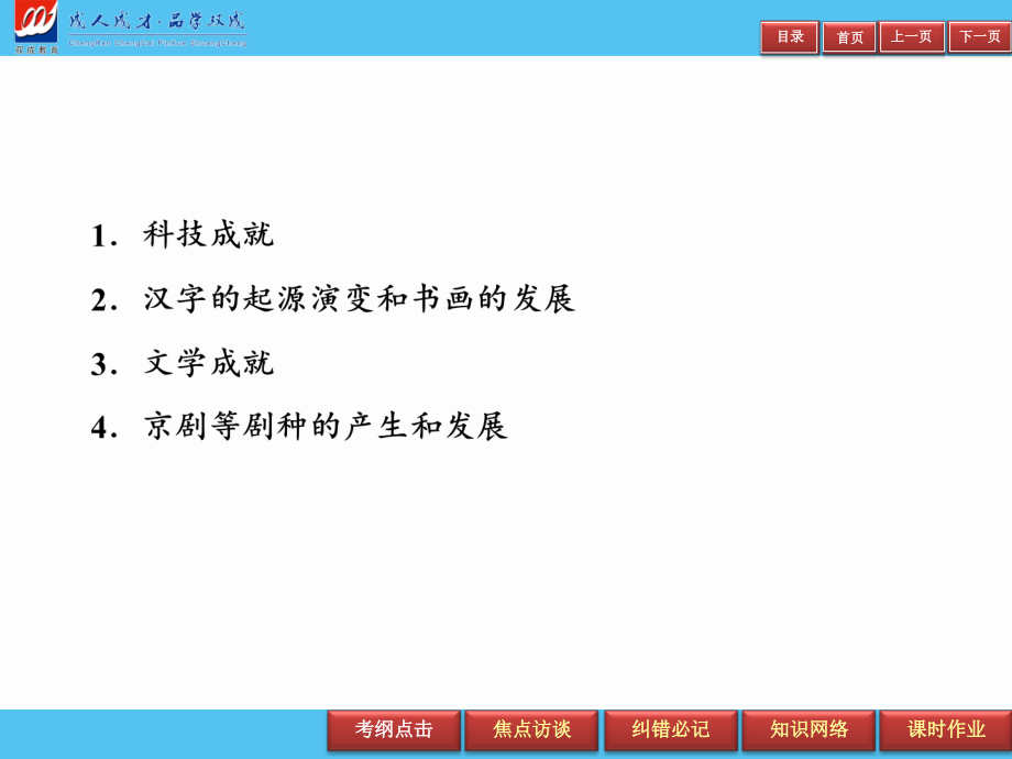 2019届高三艺体生夺冠百分百历史课件：单元四　古代中国的科学技术与文学艺术_第4页