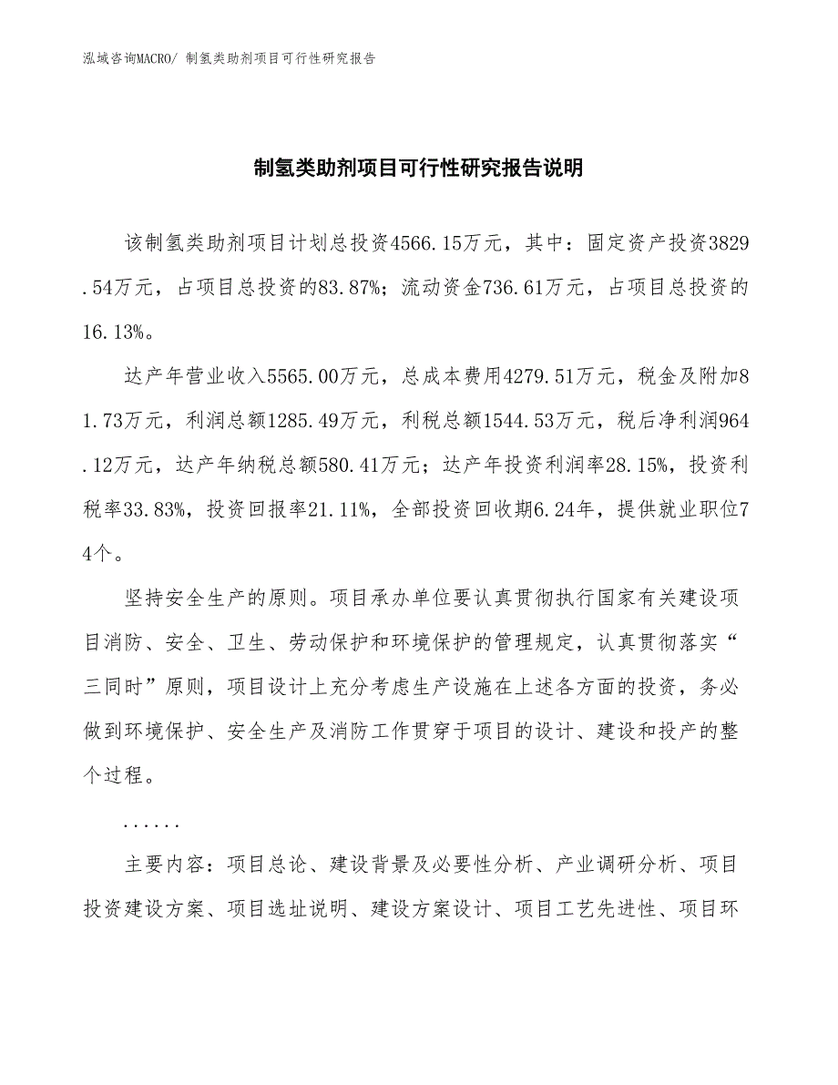 （批地）制氢类助剂项目可行性研究报告_第2页