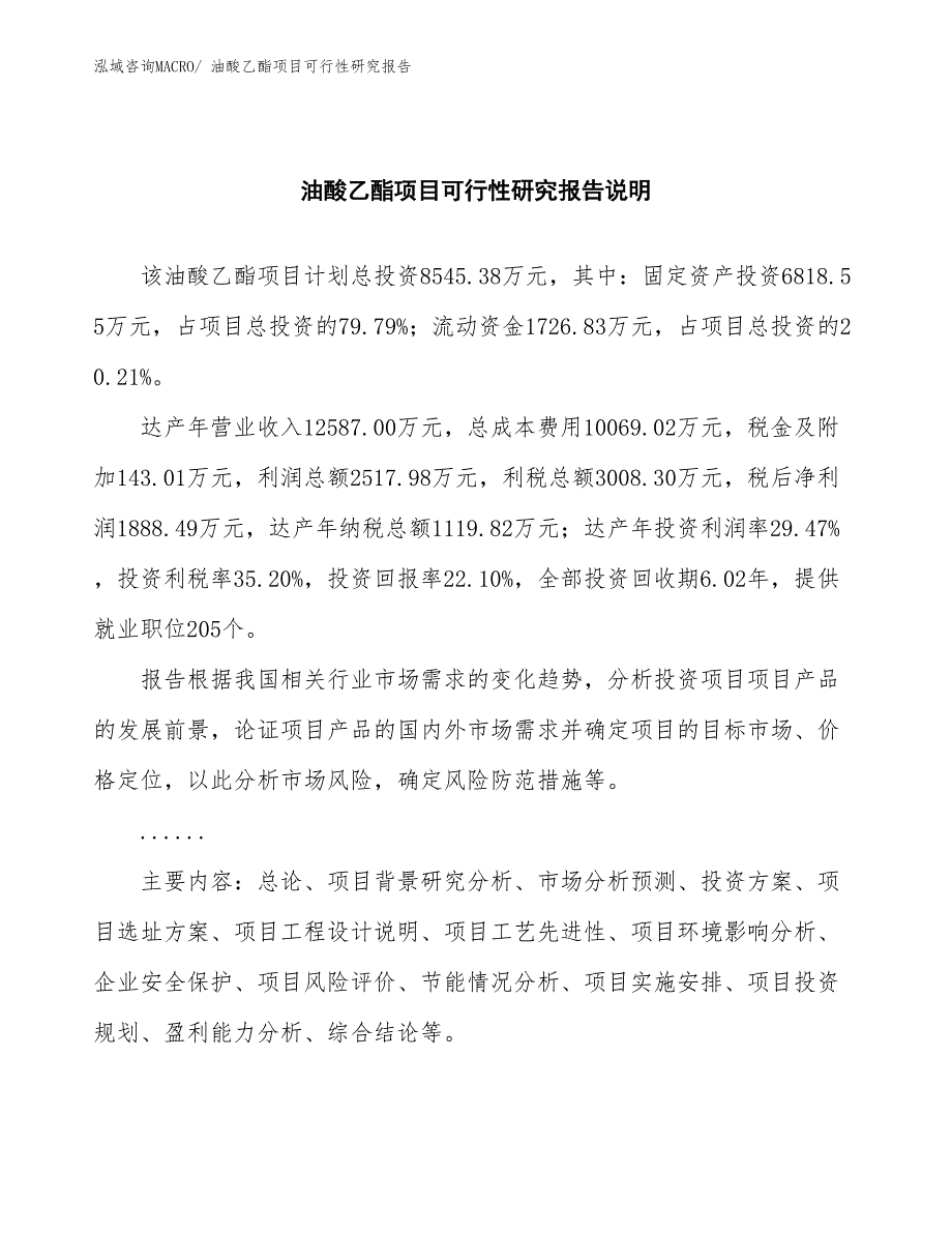 （批地）油酸乙酯项目可行性研究报告_第2页