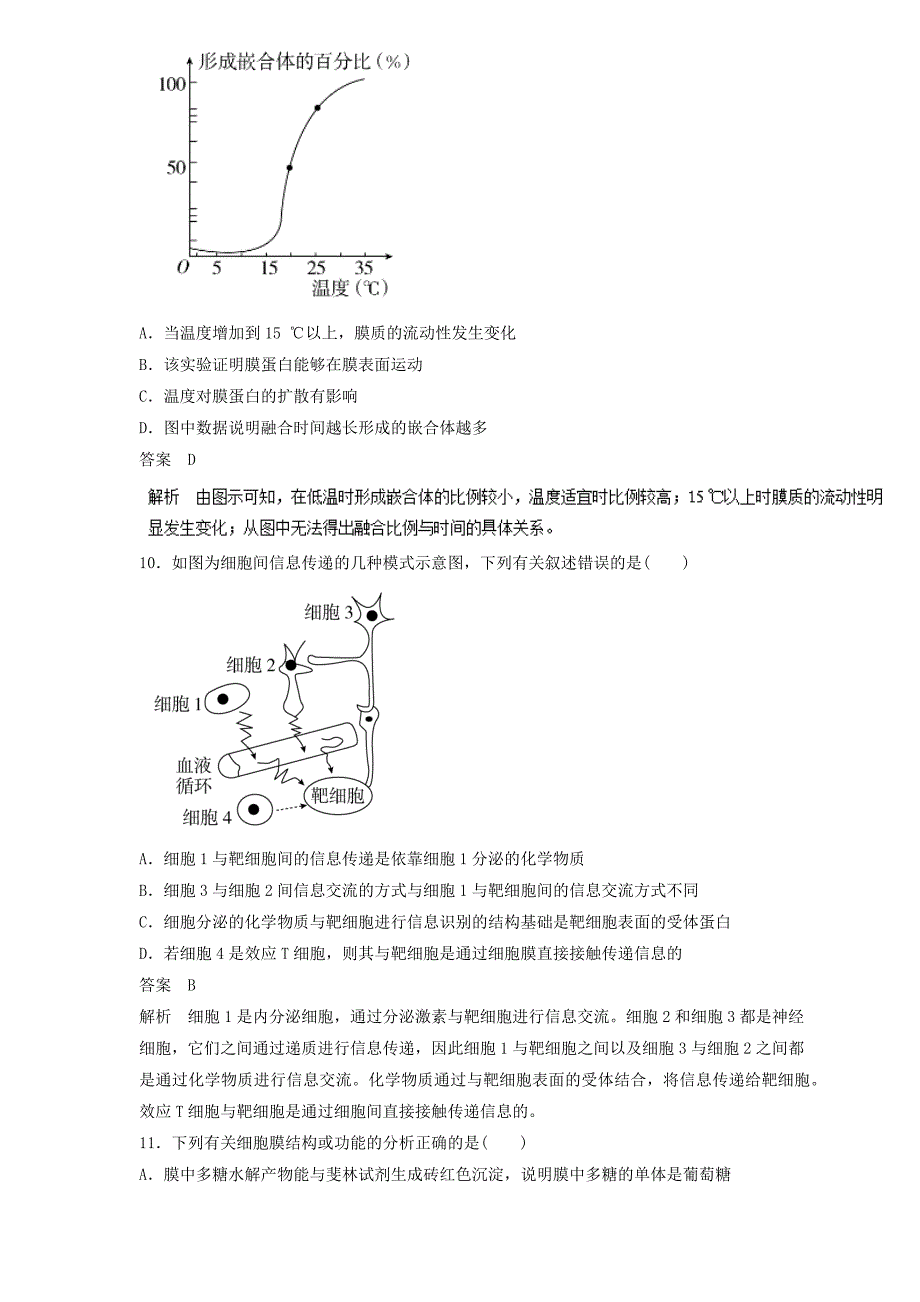 2019届高三生物二轮热点题型专练 专题05 细胞膜--系统的边界　生物膜的流动镶嵌模型集合  word版含解析_第4页