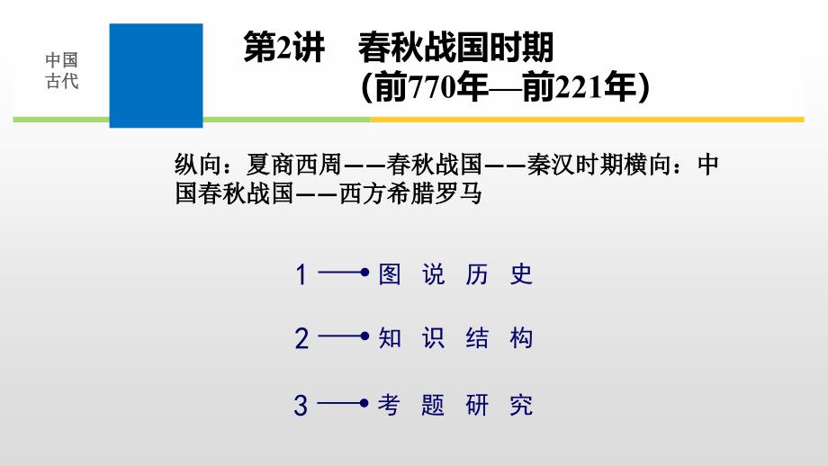 2019届高三历史通史版二轮复习：古代史先秦时期 第2讲　春秋战国时期（前770年—前221年）_第1页