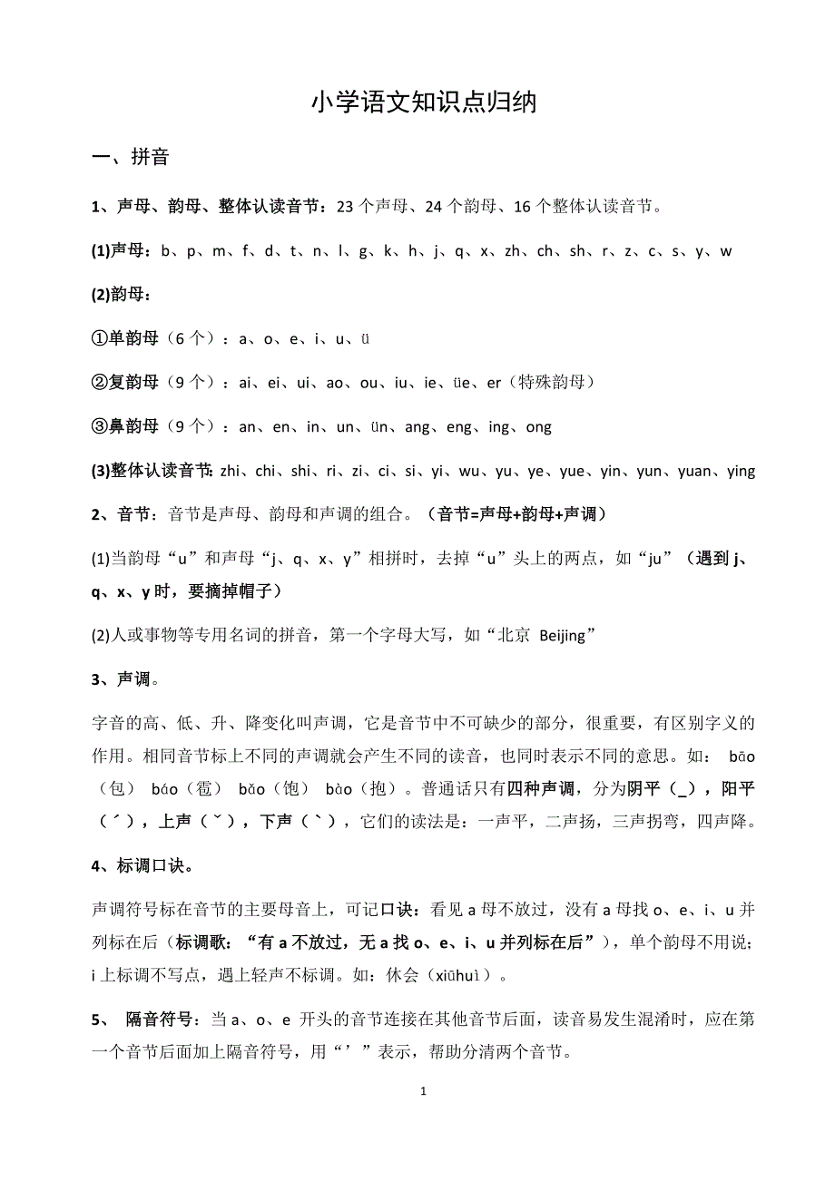 小学语文知识点归纳(20180823)_第1页