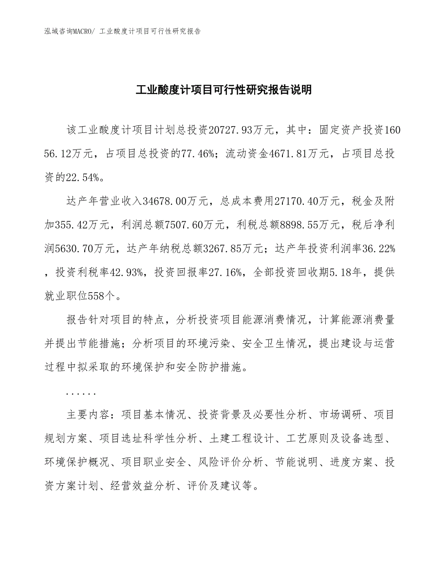 （批地）工业酸度计项目可行性研究报告_第2页