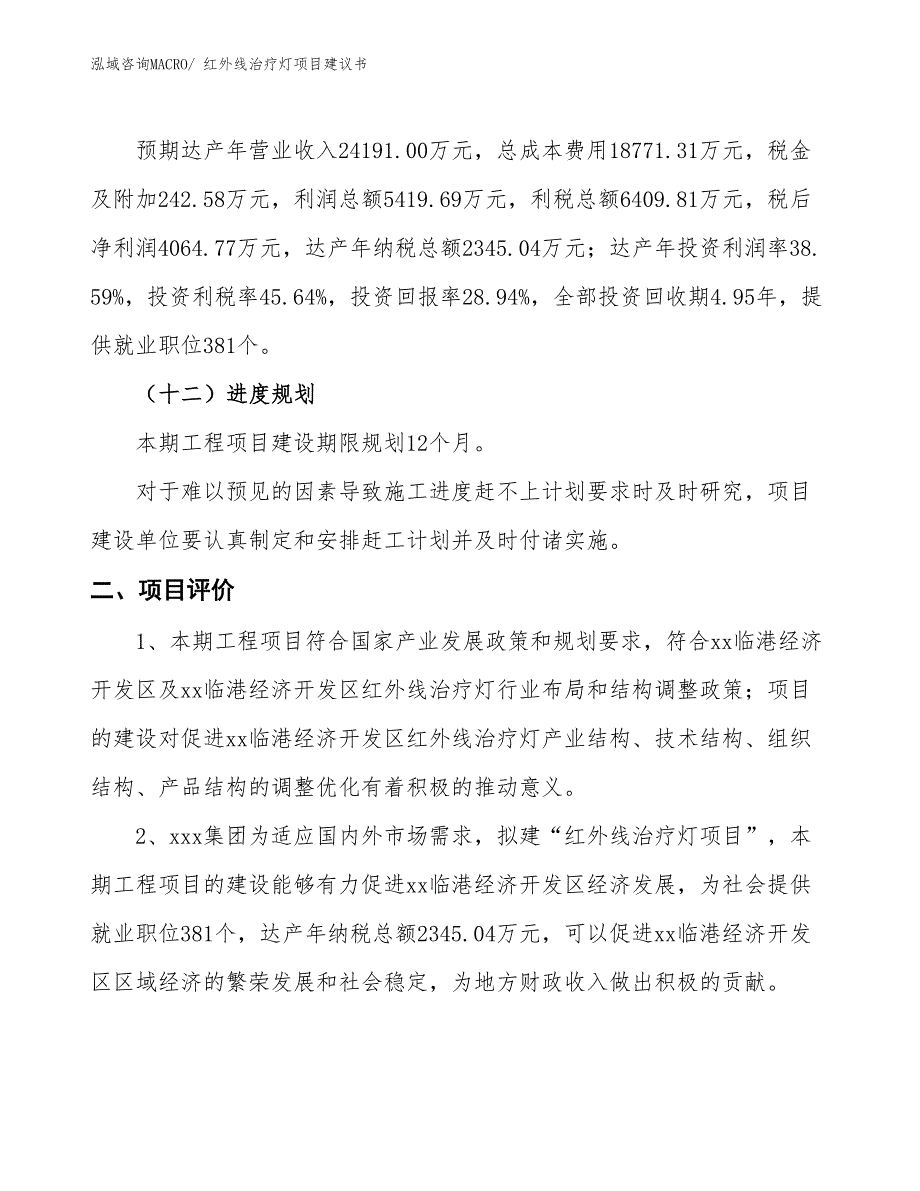 （立项审批）红外线治疗灯项目建议书_第4页