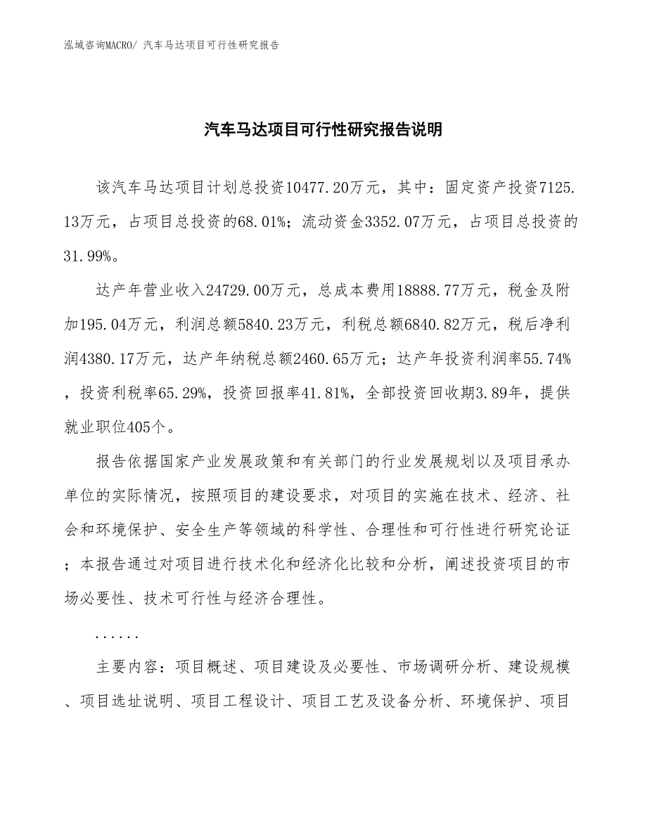 （批地）汽车马达项目可行性研究报告_第2页