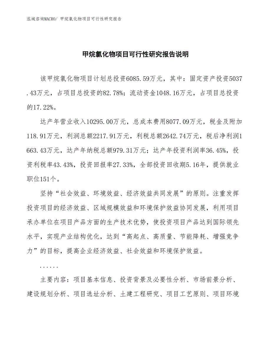 （批地）甲烷氯化物项目可行性研究报告_第2页