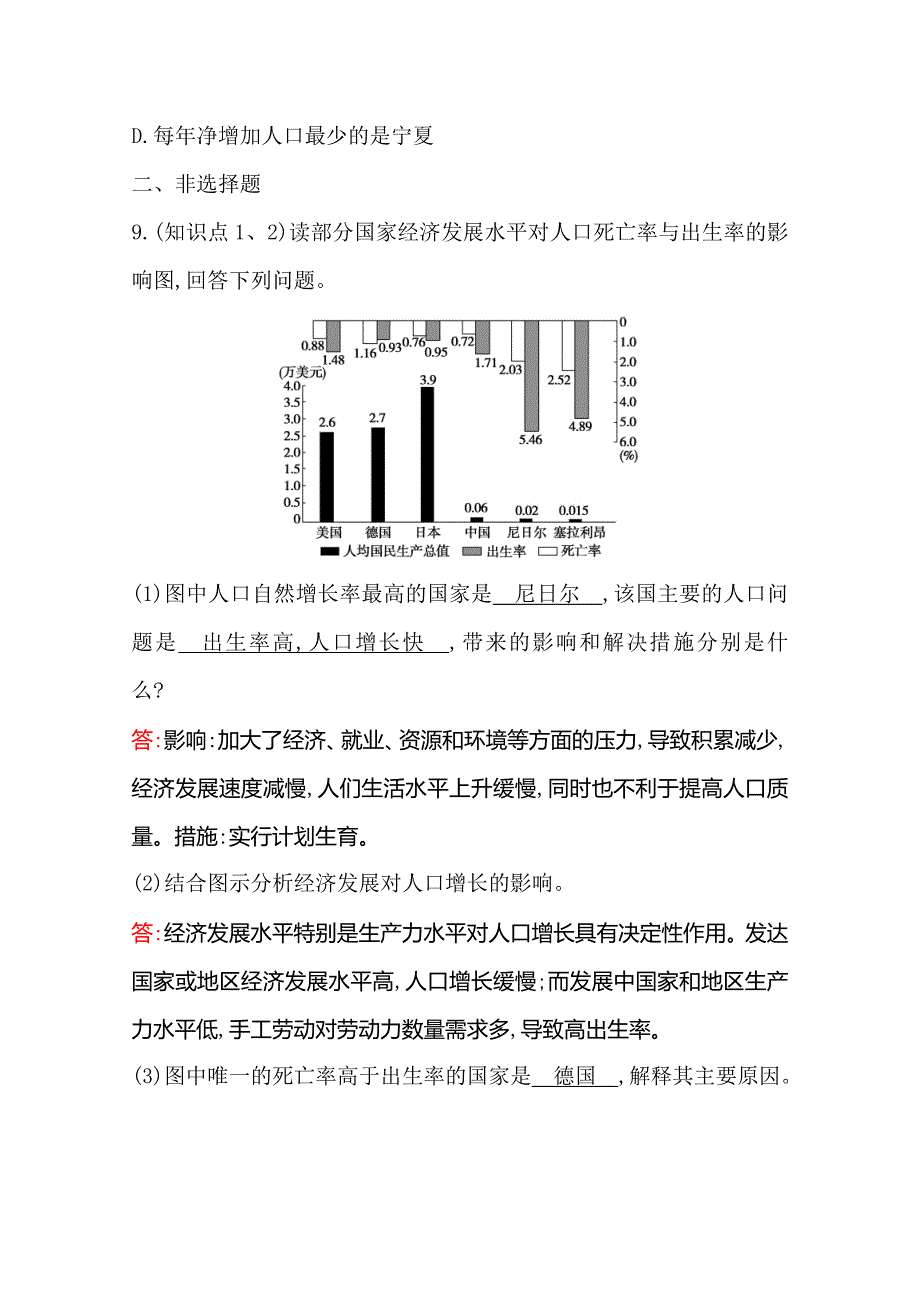 《世纪金榜》2019年湘教版地理必修二习题：第一章 人口与环境 1.1 人口增长模式 分层训练 进阶冲关 word版含答案_第4页