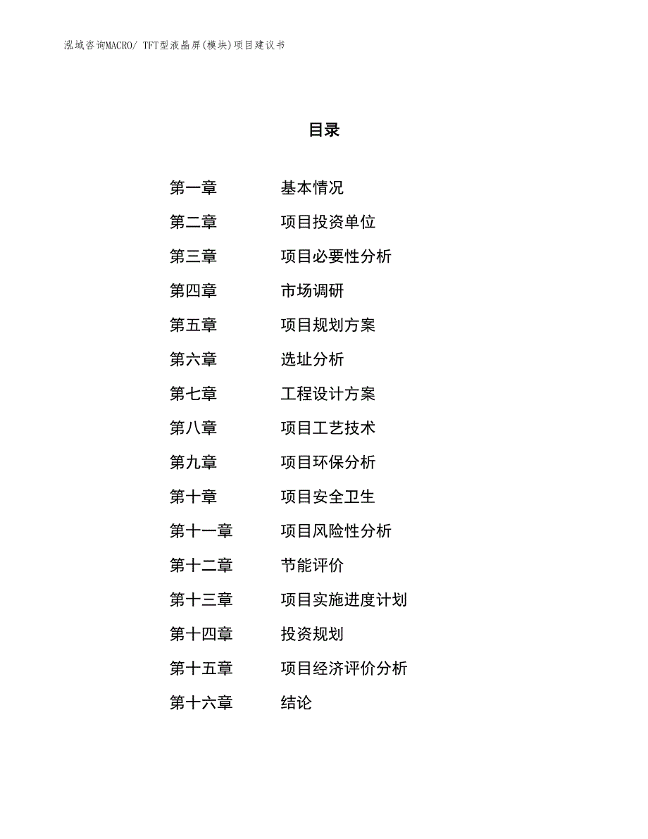 （立项审批）TFT型液晶屏(模块)项目建议书_第1页