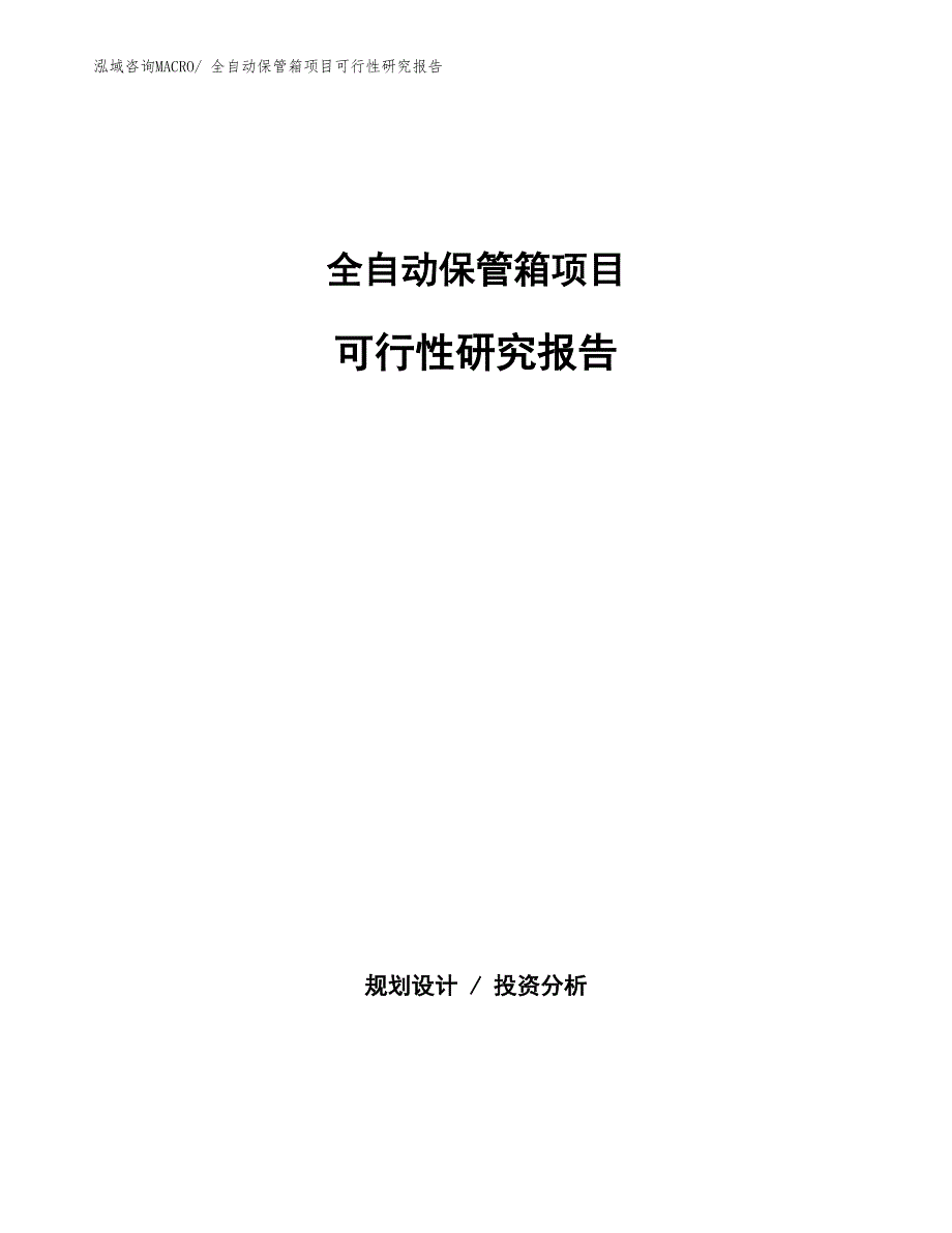 （批地）全自动保管箱项目可行性研究报告_第1页