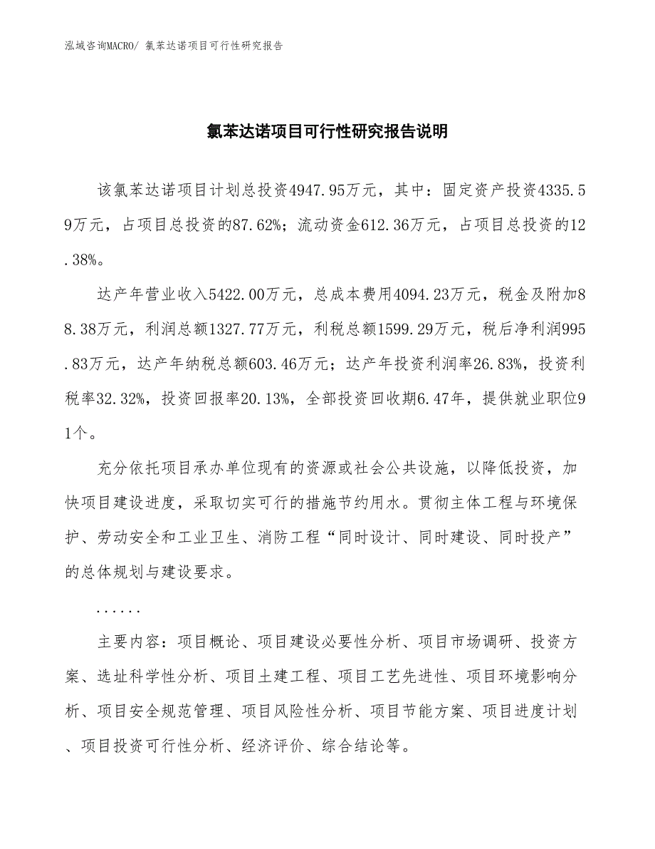 （批地）氯苯达诺项目可行性研究报告_第2页