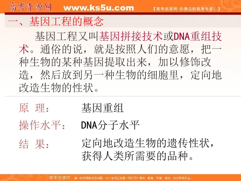 湖南省人教版高中生物必修二课件：6-2 基因工程及其应用 _第3页