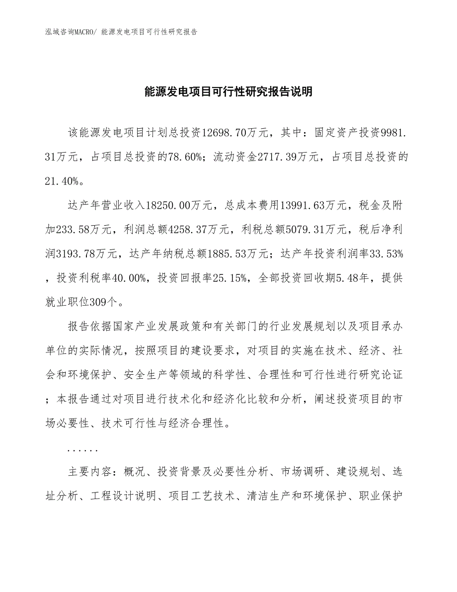 （批地）能源发电项目可行性研究报告_第2页