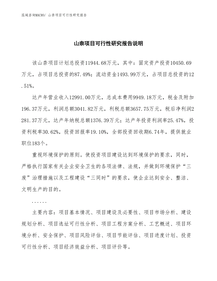 （批地）山柰项目可行性研究报告_第2页