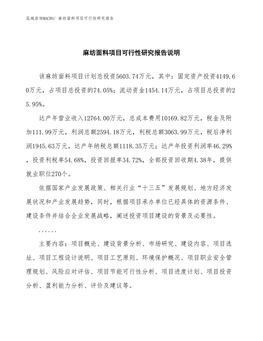 （批地）麻纺面料项目可行性研究报告_第2页