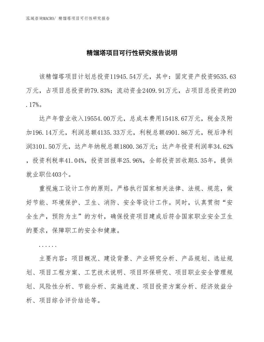 （批地）精馏塔项目可行性研究报告_第2页