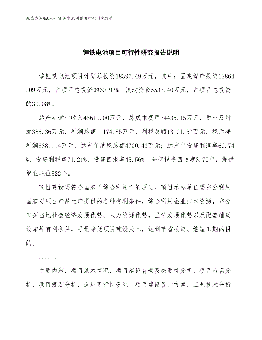 （批地）锂铁电池项目可行性研究报告_第2页