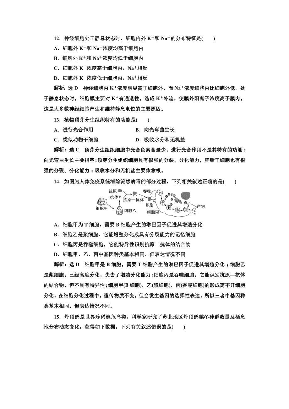 2019版二轮复习生物江苏专版：考前预测押题专训 25道选择题提速练（一） word版含解析_第5页