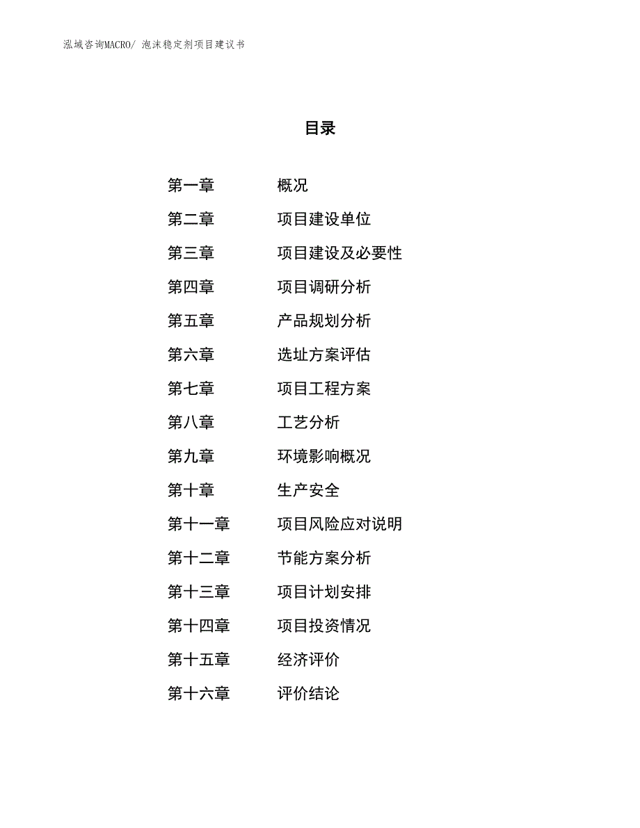 （立项审批）泡沫稳定剂项目建议书_第1页