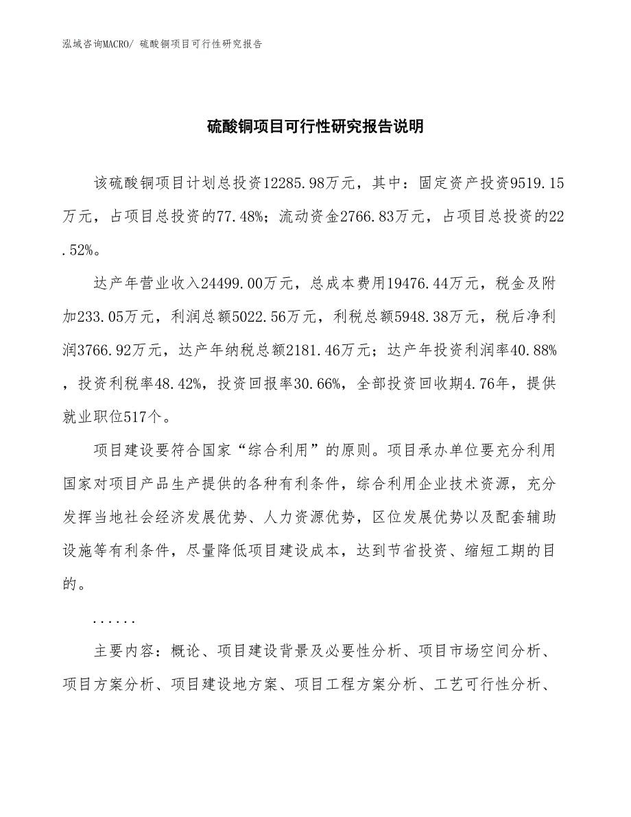 （批地）硫酸铜项目可行性研究报告_第2页