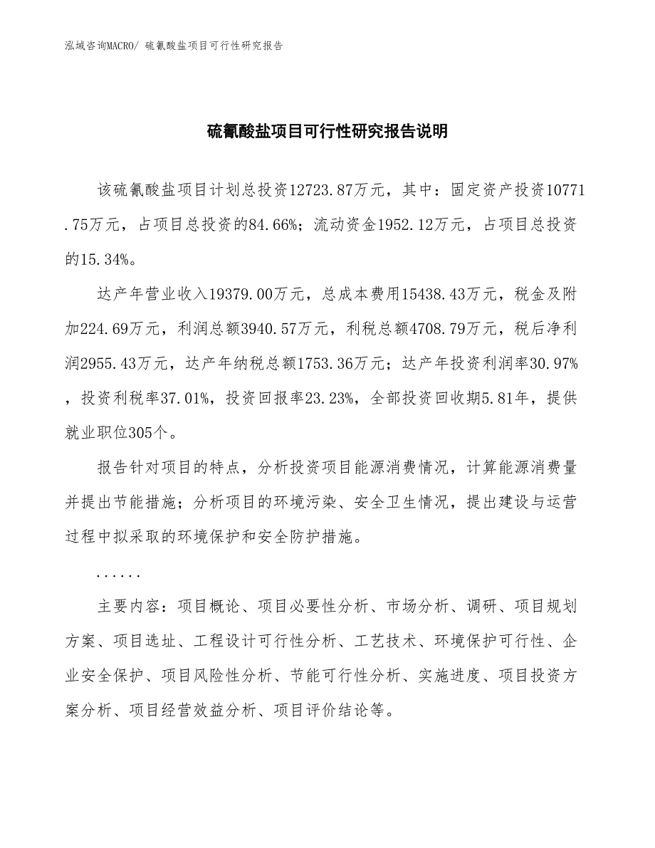 （批地）硫氰酸盐项目可行性研究报告_第2页