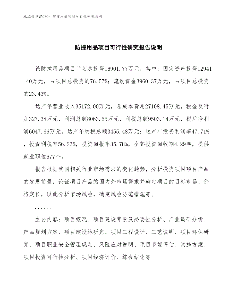 （批地）防撞用品项目可行性研究报告_第2页