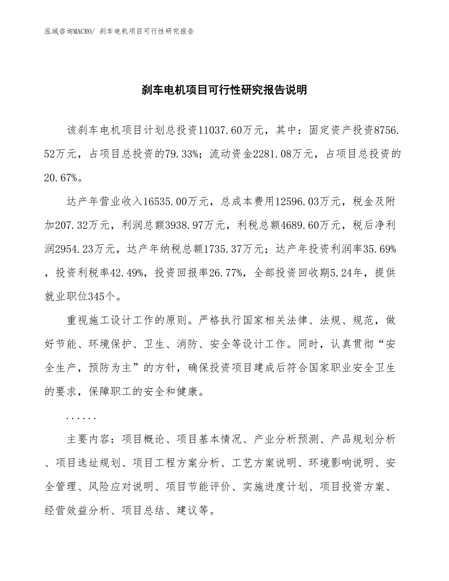 （批地）刹车电机项目可行性研究报告_第2页